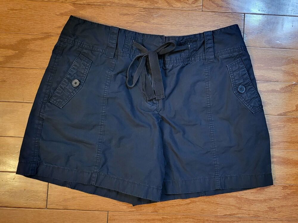 Ann Taylor Loft Womens Black Cotton Shorts Size 6 Drawstring Pockets